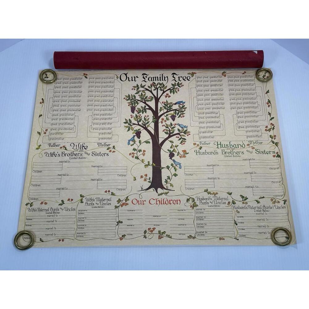 Vintage Family Tree Chart 1975 Penna‎ Dutch Style Poster Stevenson Ind Inc Blank
